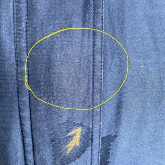 Vintage 90s Silk Bomber Windbreaker Jacket Navy Gold Leaf Print Gorpcore Sz M - Picture 13 of 16